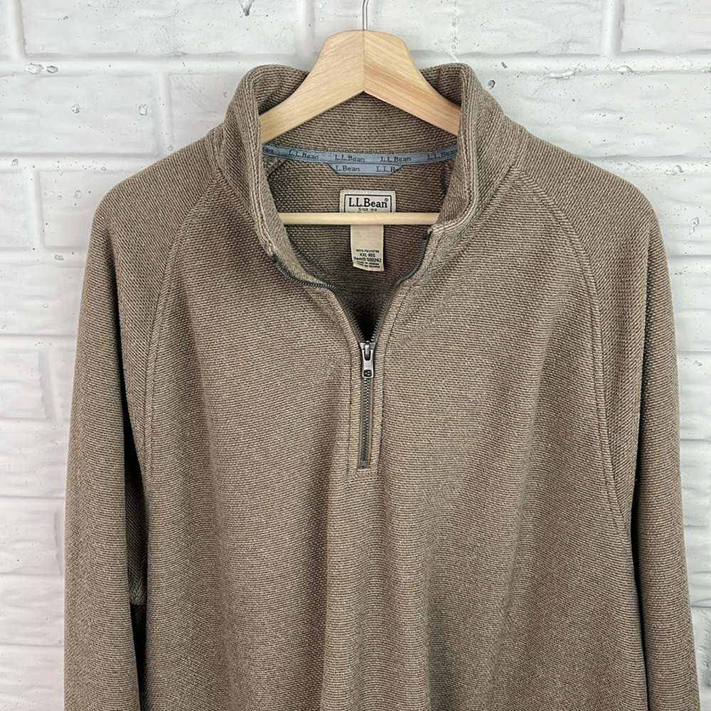 L.L. BEAN QUARTER ZIP PULLOVER TAN FLEECE LONG SLEEVE VERY WARM SZ XXL - Picture 2 of 14